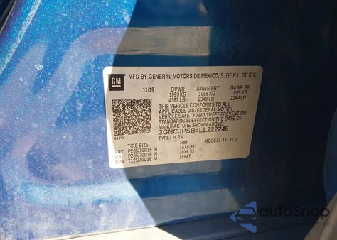 2020 Chevrolet Trax Awd Lt from USA, damaged, VIN 3GNCJPSB4LL222248